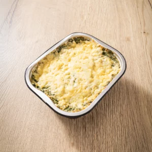 Ovenschotel: Gehakt, zoete aardappel en spinazie